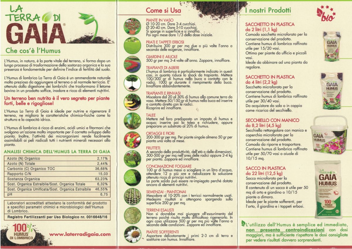 Concime HUMUS - La Terra di Gaia - 2 litri (1,1 kg)