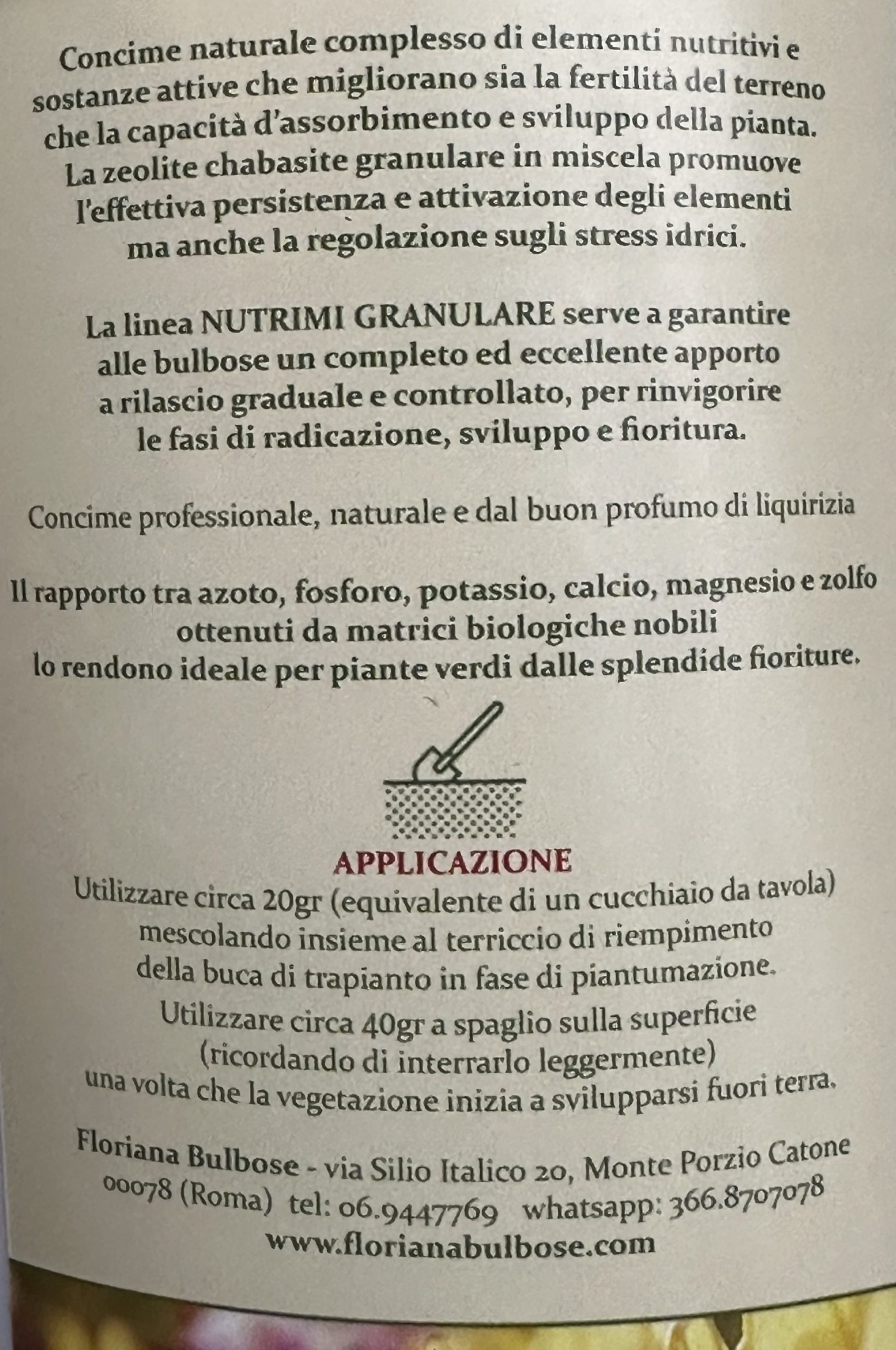 3 kg Concime NUTRIMI granulare - per bulbi da fiore